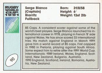 1991 Regina Rugby World Cup #90 Serge Blanco Back